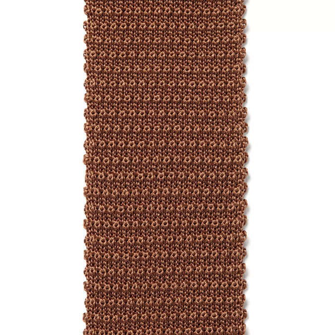 Neutral Plain Knitted Silk Tie Square Tip
