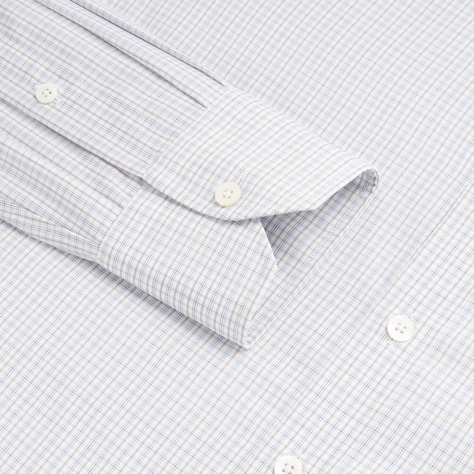 Beige & White Classic Fit Shadow Casual Check Formal Shirt