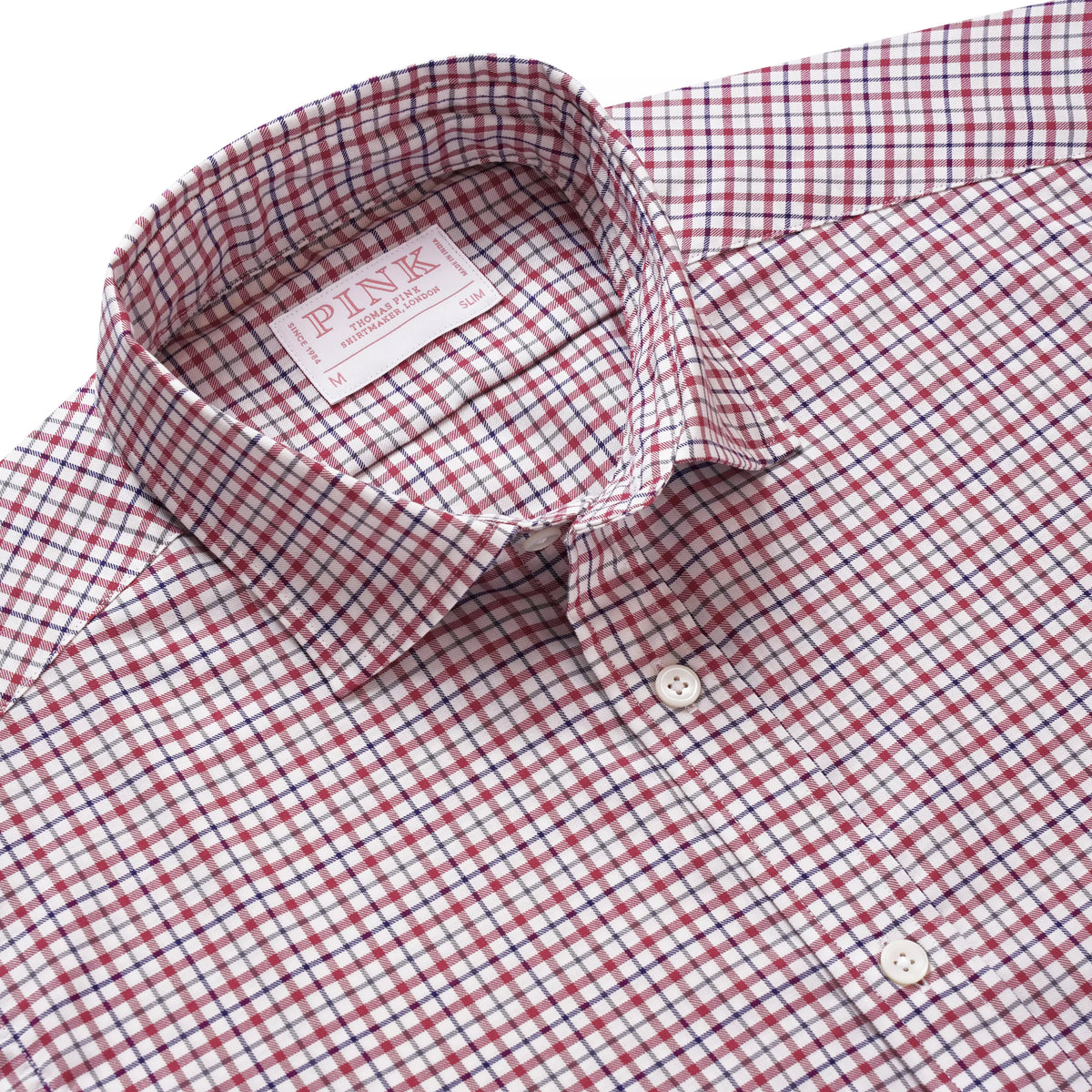 White & Multicolour Slim Fit Smart Casual Twill Window Check Shirt