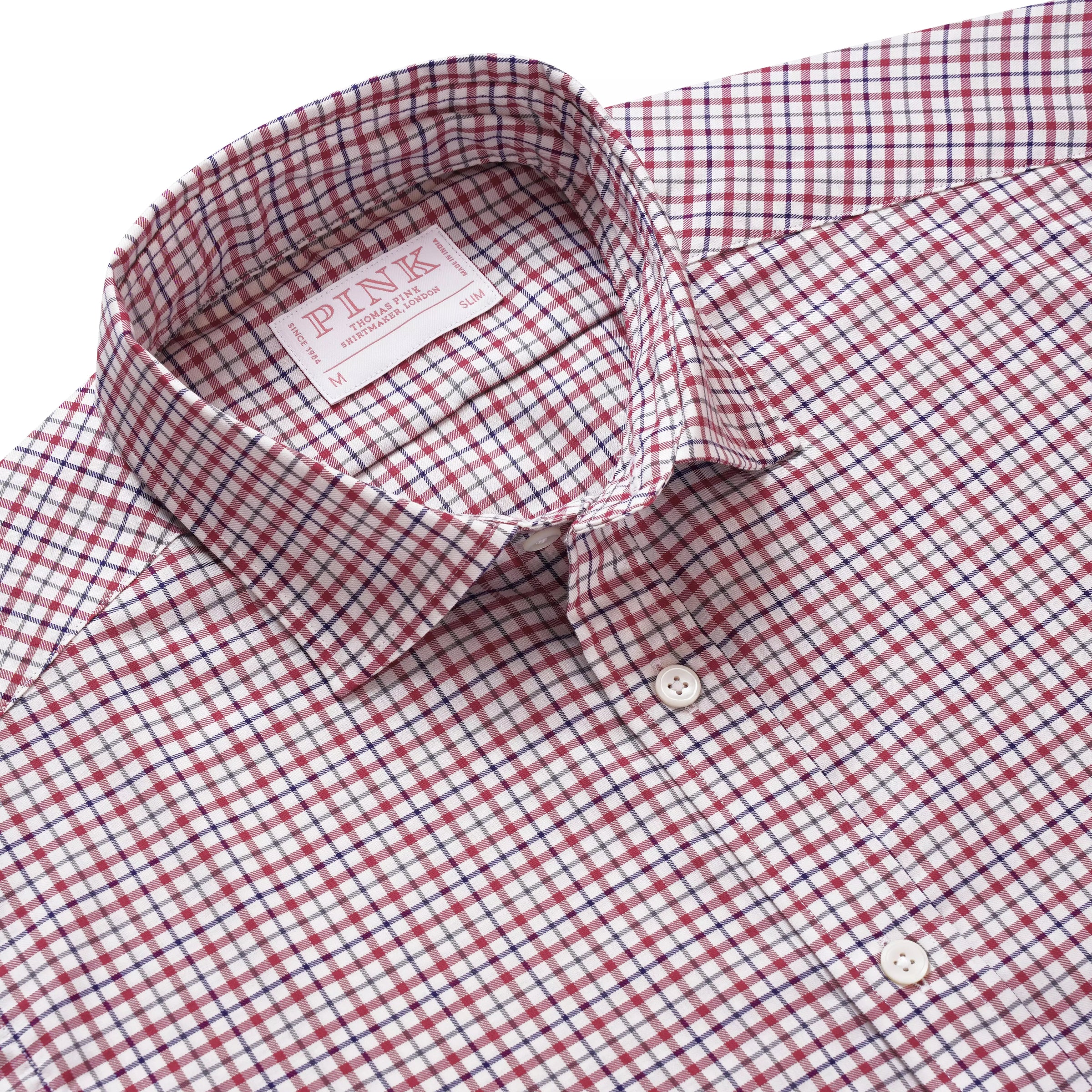 White & Multicolour Slim Fit Smart Casual Twill Window Check Shirt