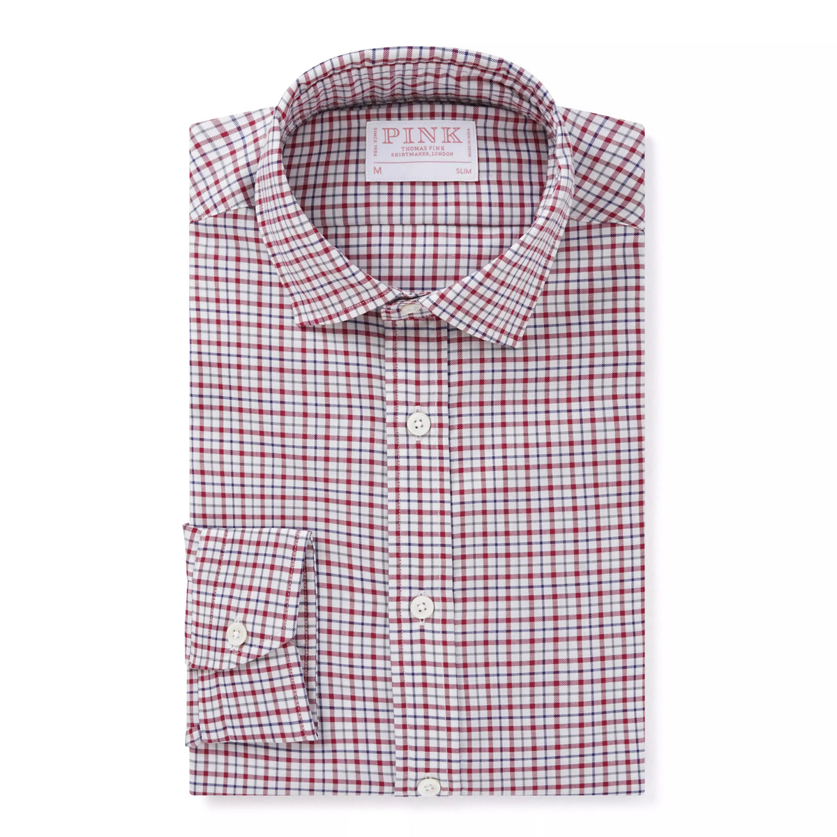 White & Multicolour Slim Fit Smart Casual Twill Window Check Shirt