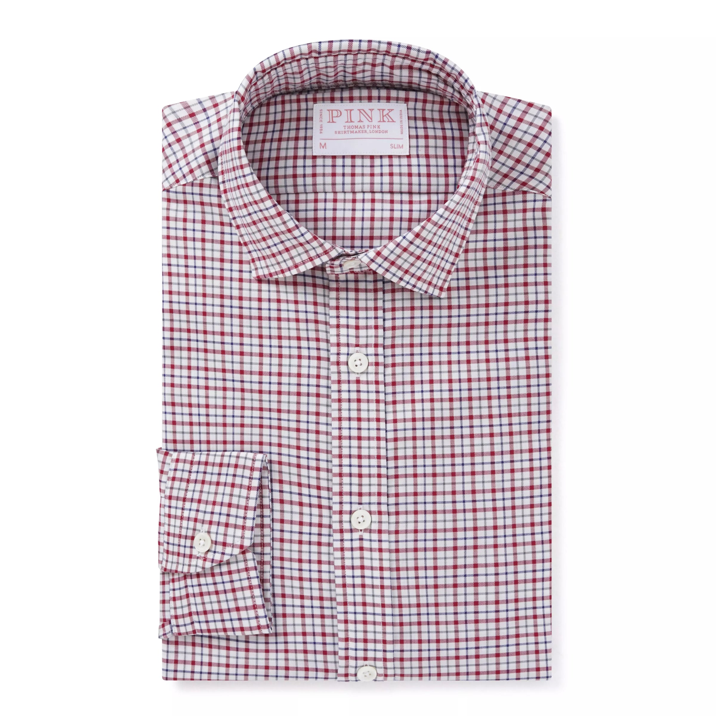 White & Multicolour Slim Fit Smart Casual Twill Window Check Shirt