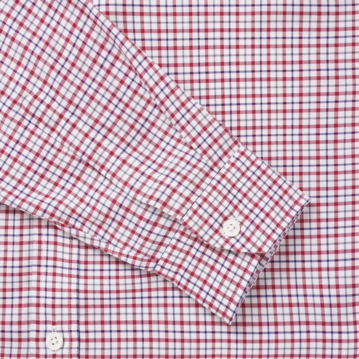 White & Multicolour Slim Fit Smart Casual Twill Window Check Shirt