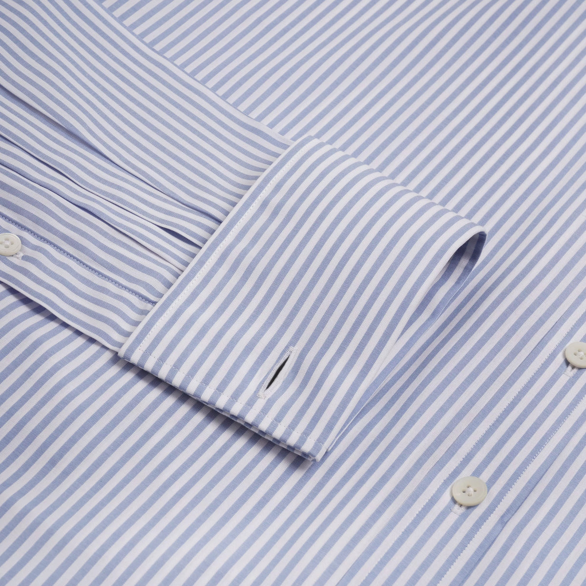 Blue & White Classic Fit Double Cuff Panama Stripe Formal Shirt