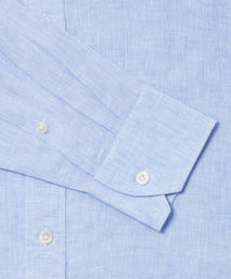 Pale Blue Classic Fit Essential Linen Smart Casual Shirt