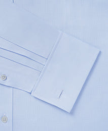 Pale Blue & White Classic Fit Double Cuff Puppytooth Formal Shirt